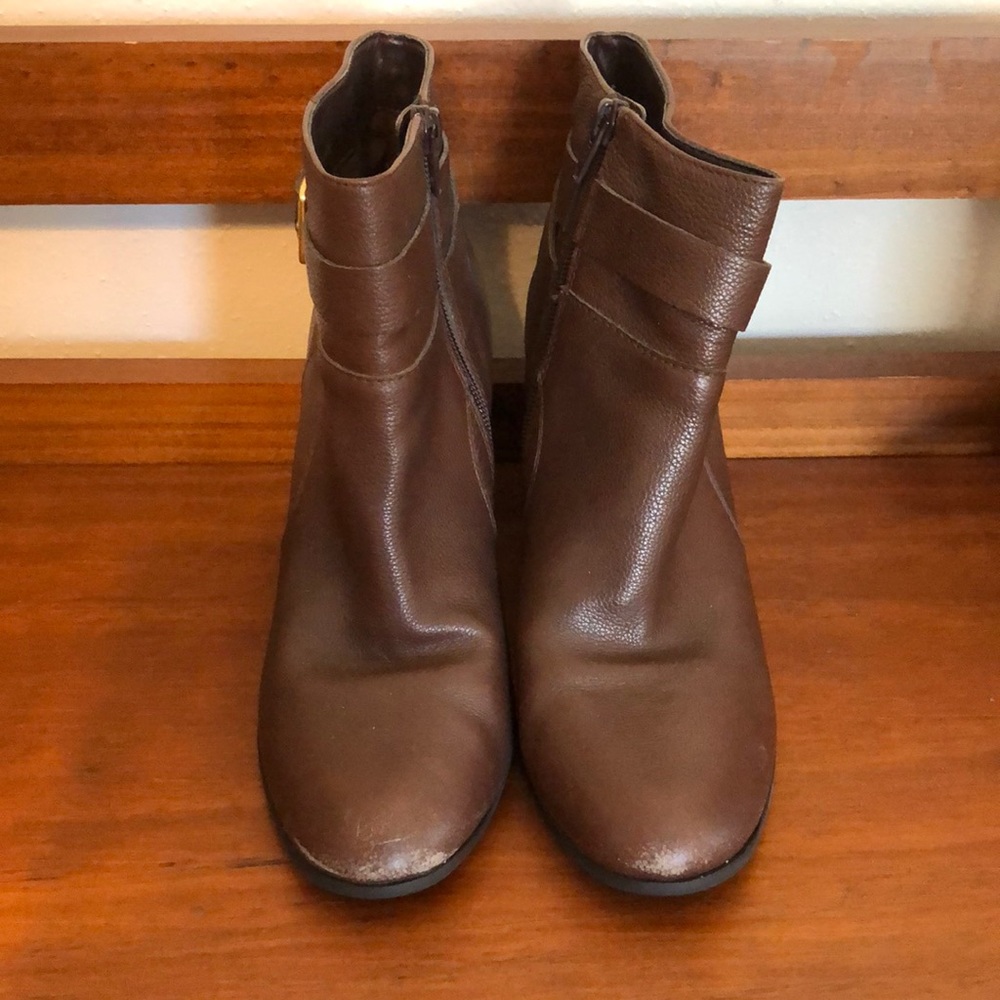 Cole Haan Signature brown ankle boots with buckle and side zip